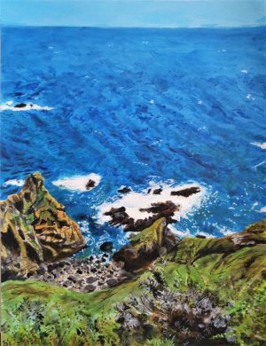 Guernsey cliffs. Acrylics on paper - 26 x 15 cm