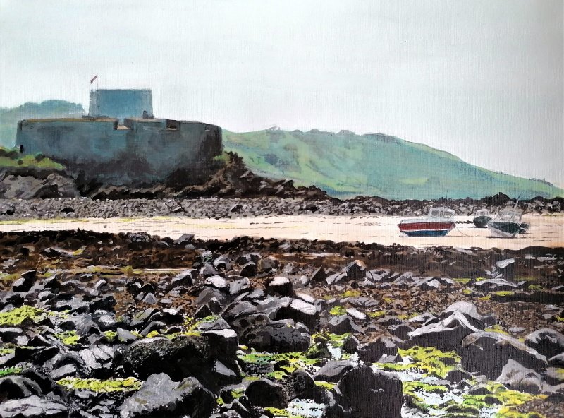 Fort Grey, Rocquaine Bay, Guernsey. Acrylics on paper - 30.5 x 40.5 cm