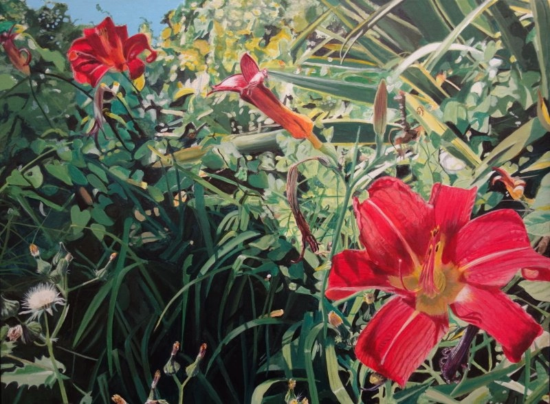 Daylilies. Acrylics on linen canvas - 46 x 61 cm